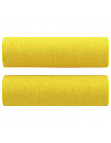 Divano a 2 Posti con Cuscini Giallo Chiaro 120 cm in Tessuto