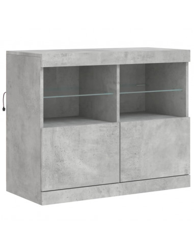 Credenza con Luci LED Grigio Cemento 163x37x67 cm