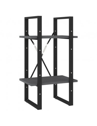 Libreria a 2 Ripiani Grigia 40x30x70 cm in Massello di Pino