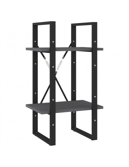 Libreria a 2 Ripiani Grigia 40x30x70 cm in Massello di Pino