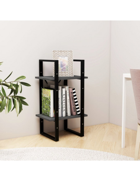 Libreria a 2 Ripiani Grigia 40x30x70 cm in Massello di Pino