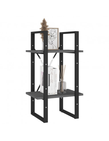 Libreria a 2 Ripiani Grigia 40x30x70 cm in Massello di Pino