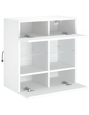 Mobile TV a Parete con Luci LED Bianco 58,5x30x60,5 cm