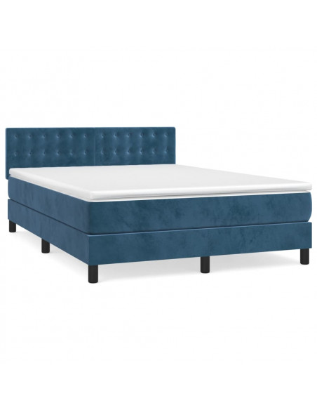 Giroletto a Molle con Materasso Blu Scuro 140x190 cm in Velluto