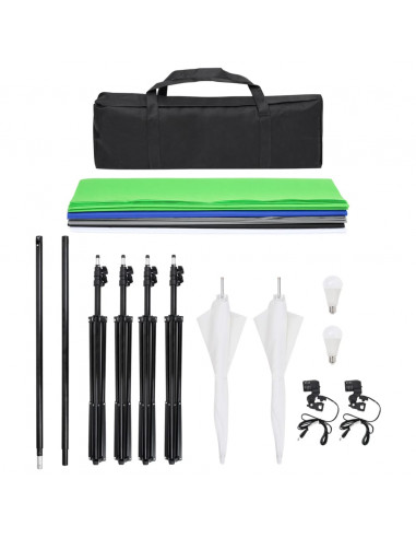 Kit per Studio Fotografico con Set Luci, Fondale e Riflettore