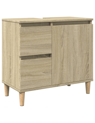 Set Mobili da Bagno 3 pz Rovere Sonoma in Legno Multistrato