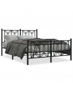 Giroletto con Testiera e Pediera Metallo Nero 135x190 cm 2