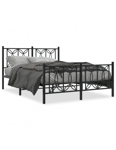 Giroletto con Testiera e Pediera Metallo Nero 135x190 cm