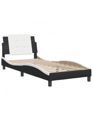 Giroletto con Testiera Nero e Bianco 100x200 cm in Similpelle