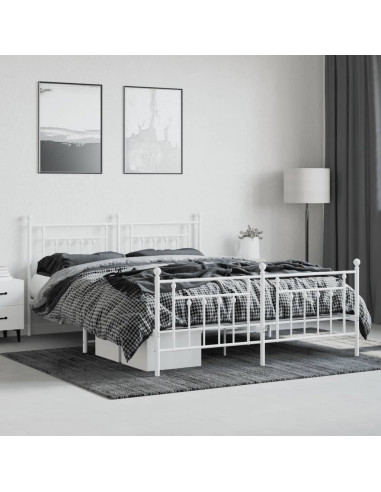 Giroletto con Testiera e Pediera Metallo Bianco 183x213 cm