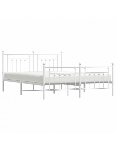 Giroletto con Testiera e Pediera Metallo Bianco 183x213 cm