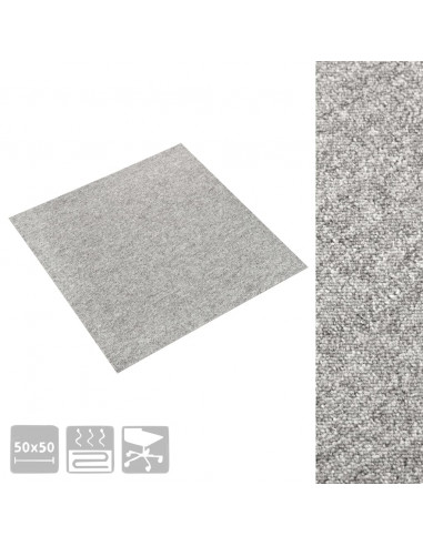 Quadrotte di Moquette 20 pz 5 m² 50x50 cm Grigio Chiaro