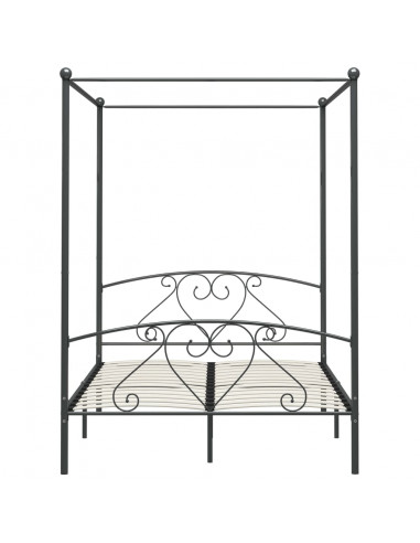 Giroletto Baldacchino senza Materasso Grigio 160x200 cm Metallo