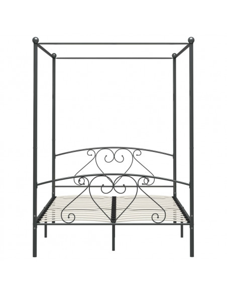 Letto a Baldacchino Grigio in Metallo 160x200 cm