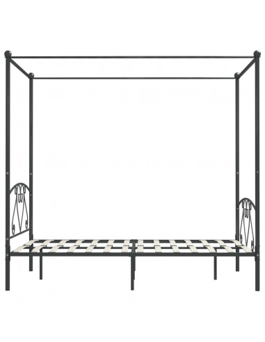 Giroletto Baldacchino senza Materasso Grigio 160x200 cm Metallo