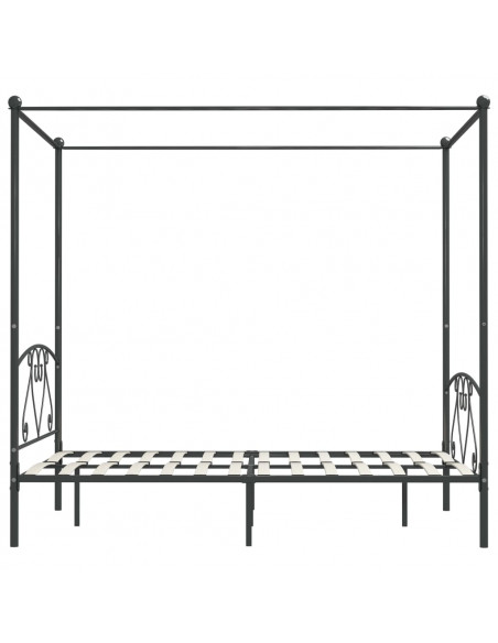 Letto a Baldacchino Grigio in Metallo 160x200 cm