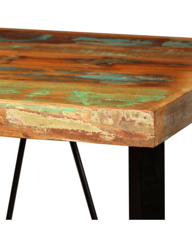 Set da Bar 3 pz Legno Massello di Recupero Vera Pelle e Tessuto