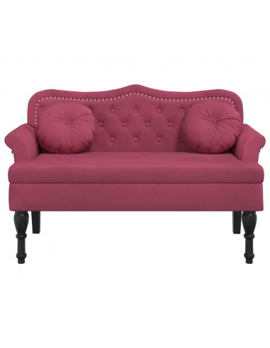 Panca con Cuscini Roso Vino 120,5x65x75 cm in Velluto