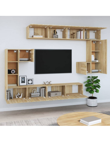 Mobile Porta TV a Parete Rovere Sonoma in Legno Multistrato