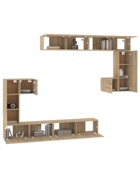 Mobile Porta TV a Parete Rovere Sonoma in Legno Multistrato