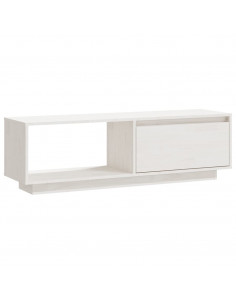 Mobile Porta TV Bianco 110x30x33,5 cm in Legno Massello di Pino 2