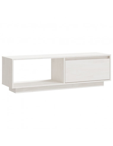 Mobile Porta TV Bianco 110x30x33,5 cm in Legno Massello di Pino