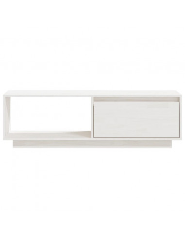 Mobile Porta TV Bianco 110x30x33,5 cm in Legno Massello di Pino