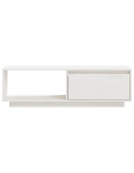 Mobile Porta TV Bianco 110x30x33,5 cm in Legno Massello di Pino