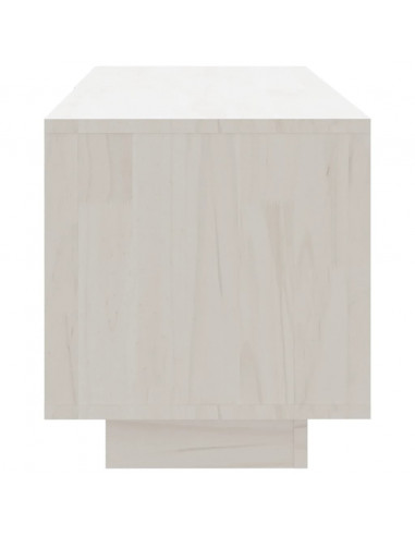 Mobile Porta TV Bianco 110x30x33,5 cm in Legno Massello di Pino