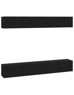 Mobili Porta TV a Parete 4 pz Nero 100x30x30 cm 2