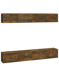 Mobili Porta TV a Parete 4 pz Rovere Fumo 100x30x30 cm 2