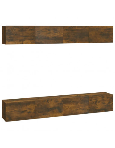 Mobili Porta TV a Parete 4 pz Rovere Fumo 100x30x30 cm