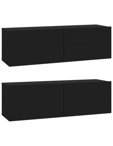 Mobili TV da Parete 2 pz Neri 100x30x30 cm Legno Multistrato