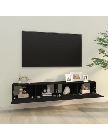 Mobili TV da Parete 2 pz Neri 100x30x30 cm Legno Multistrato