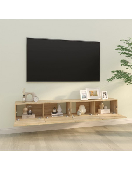 Mobili TV Muro 2pz Rovere Sonoma 100x30x30 cm Legno Multistrato