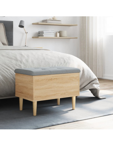 Panca Portaoggetti Rovere Sonoma 62x42x46 cm Legno Multistrato