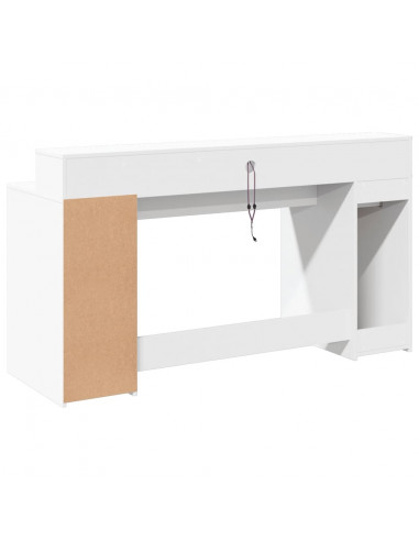 Scrivania con Luci LED Bianca 160x55x91 cm in Legno Multistrato