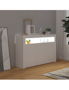 Credenza con Luci LED Bianca 115,5x30x75 cm 2