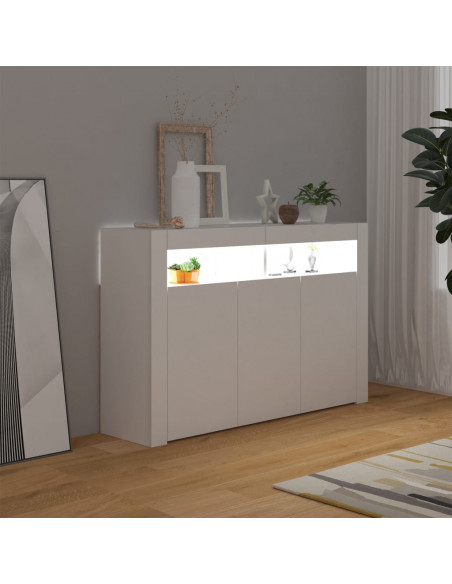 Credenza con Luci LED Bianca 115,5x30x75 cm