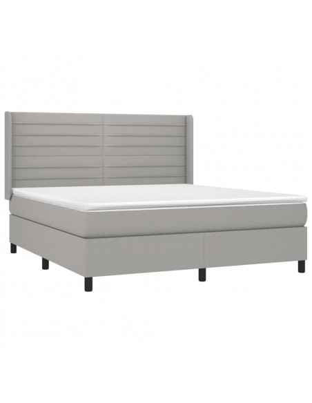 Giroletto a Molle con Materasso Grigio Chiaro180x200 cm Tessuto