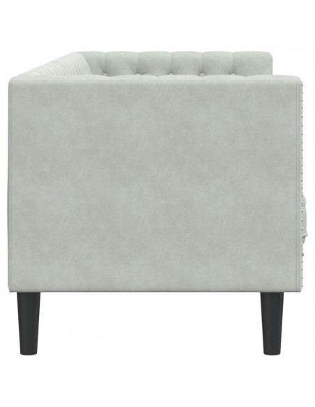 Divano Chesterfield con Rinforzi 3 Posti Grigio Chiaro Velluto