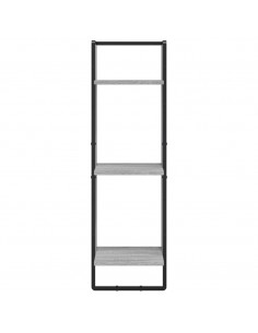 Set Mensole Parete con Aste 6pz Grigio Sonoma Legno Multistrato 2