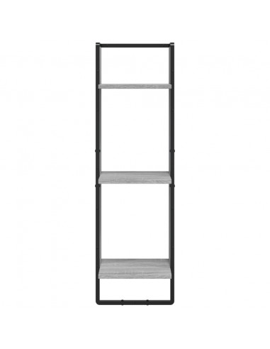 Set Mensole Parete con Aste 6pz Grigio Sonoma Legno Multistrato