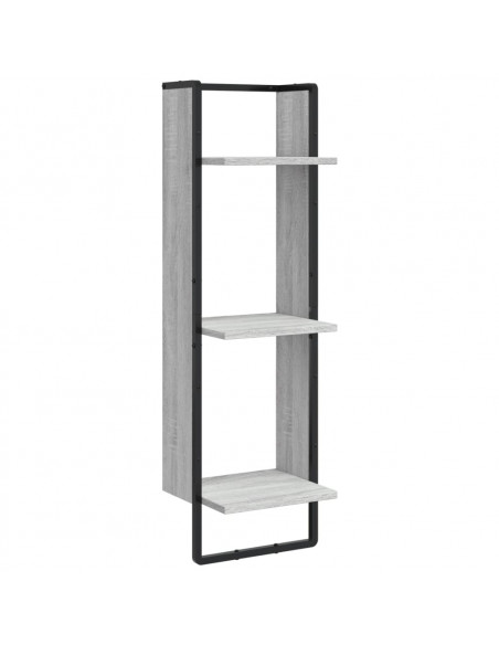 Set Mensole Parete con Aste 6pz Grigio Sonoma Legno Multistrato