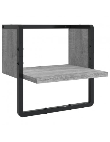 Set Mensole Parete con Aste 6pz Grigio Sonoma Legno Multistrato