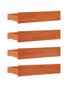 Cassetti per Letto 4pz Marrone Cera in Legno Massello di Pino 2