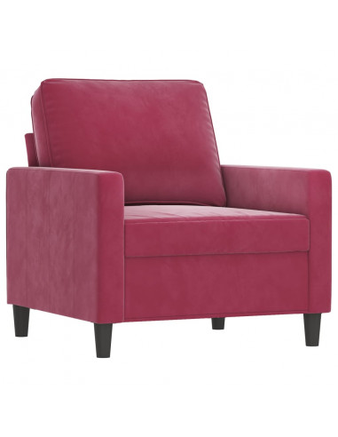 Set di Divani 3 pz con Cuscini Rosso Vino in Velluto