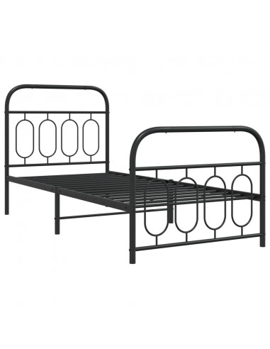 Giroletto con Testiera e Pediera Metallo Nero 80x200 cm