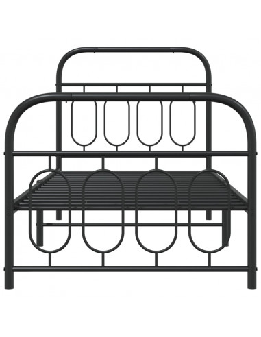 Giroletto con Testiera e Pediera Metallo Nero 80x200 cm