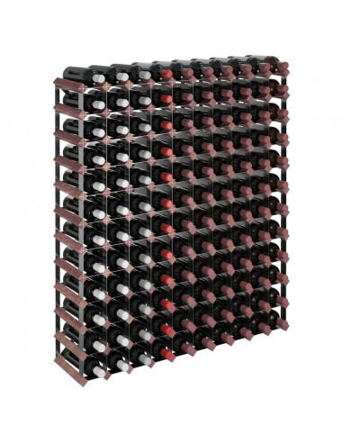 Portabottiglie per 120 Bottiglie Legno Massello di Pino Marrone